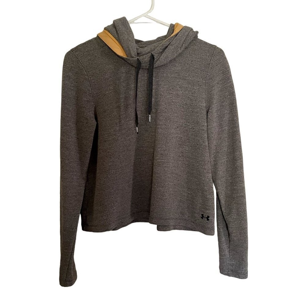 Underarmour gray cropped long sleeved pullover sweater hoodie cowl neck warm